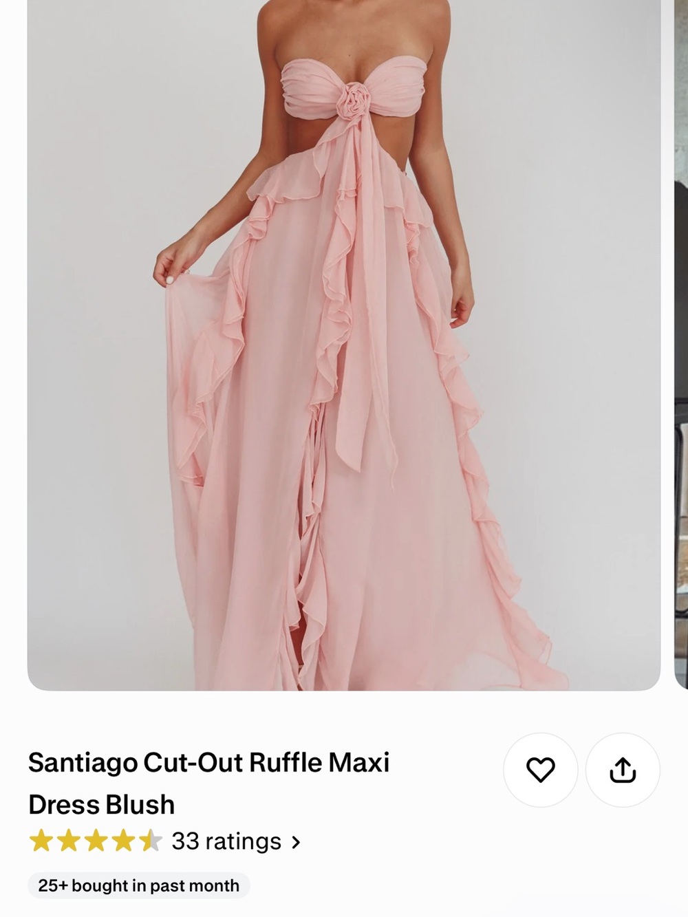 Selfie Leslie Blush Ruffle Cut-Out Maxi Dress
